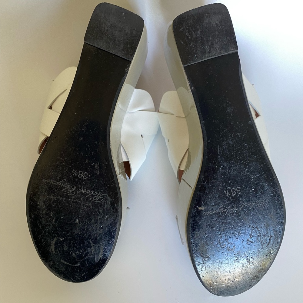 Robert Clergerie wedges.  Gray and White with over foot braided leather. - Picture 6 of 6